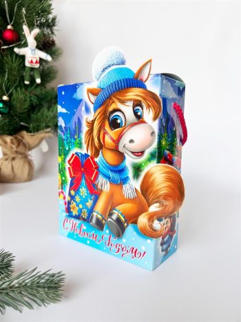 Коробка новогодняя подарочная Ветерок, 140х55х190 мм (коробка со шнурком)